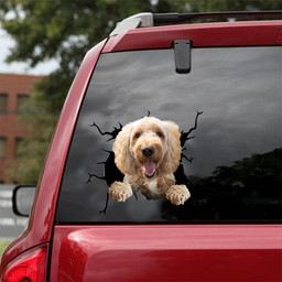 Labradoodle Dog Breeds Dogs Puppy Crack Window Decal Custom 3d Car Decal Vinyl Aesthetic Decal Funny Stickers Cute Gift Ideas Ae10716 Car Vinyl Decal Sticker Window Decals, Peel and Stick Wall Decals 18x18IN 2PCS