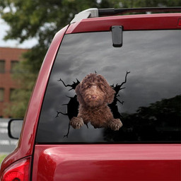 Labradoodle Dog Breeds Dogs Puppy Crack Window Decal Custom 3d Car Decal Vinyl Aesthetic Decal Funny Stickers Home Decor Gift Ideas Car Vinyl Decal Sticker Window Decals, Peel and Stick Wall Decals 18x18IN 2PCS