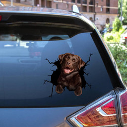 Labrador Dog Breeds Dogs Puppy Crack Window Decal Custom 3d Car Decal Vinyl Aesthetic Decal Funny Stickers Cute Gift Ideas Ae10728 Car Vinyl Decal Sticker Window Decals, Peel and Stick Wall Decals 12x12IN 2PCS