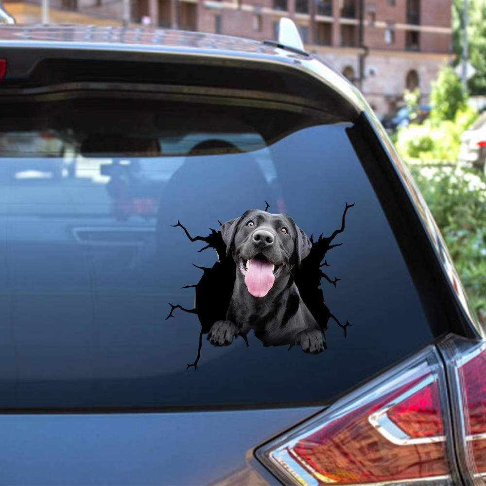 Labrador Dog Breeds Dogs Puppy Crack Window Decal Custom 3d Car Decal Vinyl Aesthetic Decal Funny Stickers Cute Gift Ideas Ae10730 Car Vinyl Decal Sticker Window Decals, Peel and Stick Wall Decals 12x12IN 2PCS