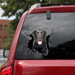 Labrador Dog Breeds Dogs Puppy Crack Window Decal Custom 3d Car Decal Vinyl Aesthetic Decal Funny Stickers Cute Gift Ideas Ae10734 Car Vinyl Decal Sticker Window Decals, Peel and Stick Wall Decals 18x18IN 2PCS