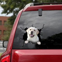 Labrador Dog Breeds Dogs Puppy Crack Window Decal Custom 3d Car Decal Vinyl Aesthetic Decal Funny Stickers Cute Gift Ideas Ae10724 Car Vinyl Decal Sticker Window Decals, Peel and Stick Wall Decals 18x18IN 2PCS