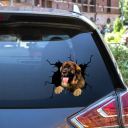 Leonberger Crack Window Decal Custom 3d Car Decal Vinyl Aesthetic Decal Funny Stickers Cute Gift Ideas Ae10744 Car Vinyl Decal Sticker Window Decals, Peel and Stick Wall Decals 12x12IN 2PCS