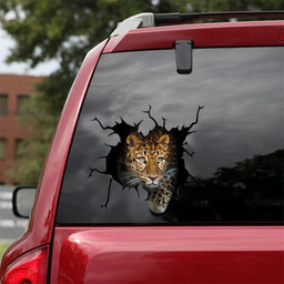 Leopard Crack Window Decal Custom 3d Car Decal Vinyl Aesthetic Decal Funny Stickers Home Decor Gift Ideas Car Vinyl Decal Sticker Window Decals, Peel and Stick Wall Decals 18x18IN 2PCS
