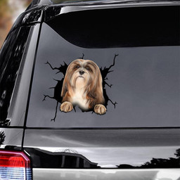 Lhasa Apso Crack Window Decal Custom 3d Car Decal Vinyl Aesthetic Decal Funny Stickers Home Decor Gift Ideas Car Vinyl Decal Sticker Window Decals, Peel and Stick Wall Decals
