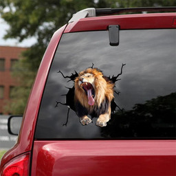 Lion Crack Window Decal Custom 3d Car Decal Vinyl Aesthetic Decal Funny Stickers Cute Gift Ideas Ae10752 Car Vinyl Decal Sticker Window Decals, Peel and Stick Wall Decals 18x18IN 2PCS