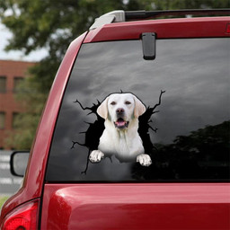 Labrador Dog Breeds Dogs Puppy Crack Window Decal Custom 3d Car Decal Vinyl Aesthetic Decal Funny Stickers Cute Gift Ideas Ae10731 Car Vinyl Decal Sticker Window Decals, Peel and Stick Wall Decals 18x18IN 2PCS