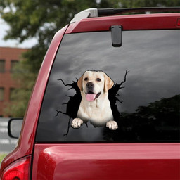 Labrador Dog Breeds Dogs Puppy Crack Window Decal Custom 3d Car Decal Vinyl Aesthetic Decal Funny Stickers Cute Gift Ideas Ae10727 Car Vinyl Decal Sticker Window Decals, Peel and Stick Wall Decals 18x18IN 2PCS