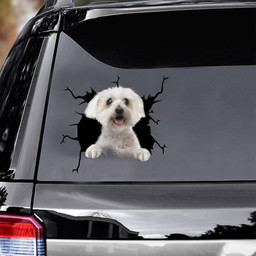 Maltese Dog Crack Decals Stickers Cute For Him Car Vinyl Decal Sticker Window Decals, Peel and Stick Wall Decals