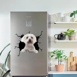 Maltese Dog Crack Decals Stickers Cute For Him Car Vinyl Decal Sticker Window Decals, Peel and Stick Wall Decals