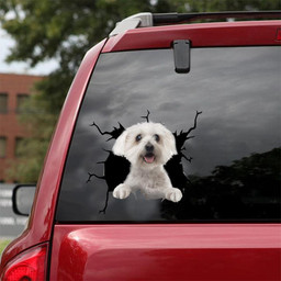 Maltese Dog Crack Decals Stickers Cute For Him Car Vinyl Decal Sticker Window Decals, Peel and Stick Wall Decals 18x18IN 2PCS