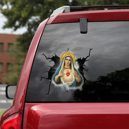 Mary Crack Window Decal Custom 3d Car Decal Vinyl Aesthetic Decal Funny Stickers Cute Gift Ideas Ae10777 Car Vinyl Decal Sticker Window Decals, Peel and Stick Wall Decals 18x18IN 2PCS