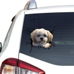 Maltese Dog Crack Sticker Design Funny For Men Car Vinyl Decal Sticker Window Decals, Peel and Stick Wall Decals