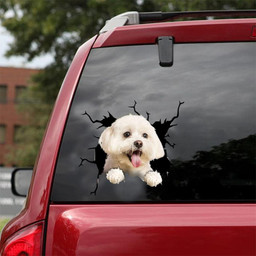 Maltese Crack Window Decal Custom 3d Car Decal Vinyl Aesthetic Decal Funny Stickers Cute Gift Ideas Ae10772 Car Vinyl Decal Sticker Window Decals, Peel and Stick Wall Decals 18x18IN 2PCS