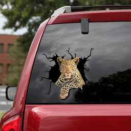 Leopard Crack Window Decal Custom 3d Car Decal Vinyl Aesthetic Decal Funny Stickers Cute Gift Ideas Ae10746 Car Vinyl Decal Sticker Window Decals, Peel and Stick Wall Decals 18x18IN 2PCS
