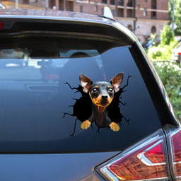 Mini Pinscher Crack Window Decal Custom 3d Car Decal Vinyl Aesthetic Decal Funny Stickers Cute Gift Ideas Ae10785 Car Vinyl Decal Sticker Window Decals, Peel and Stick Wall Decals 12x12IN 2PCS