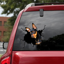 Mini Pinscher Crack Window Decal Custom 3d Car Decal Vinyl Aesthetic Decal Funny Stickers Home Decor Gift Ideas Car Vinyl Decal Sticker Window Decals, Peel and Stick Wall Decals 18x18IN 2PCS