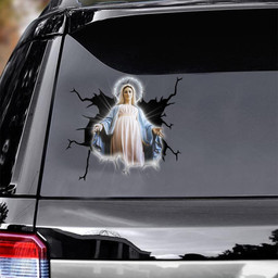 Mary Crack Window Decal Custom 3d Car Decal Vinyl Aesthetic Decal Funny Stickers Home Decor Gift Ideas Car Vinyl Decal Sticker Window Decals, Peel and Stick Wall Decals