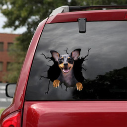 Miniature Pinscher Crack Window Decal Custom 3d Car Decal Vinyl Aesthetic Decal Funny Stickers Cute Gift Ideas Ae10787 Car Vinyl Decal Sticker Window Decals, Peel and Stick Wall Decals 18x18IN 2PCS