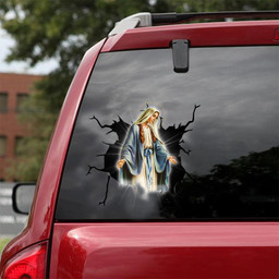 Mary Crack Window Decal Custom 3d Car Decal Vinyl Aesthetic Decal Funny Stickers Cute Gift Ideas Ae10776 Car Vinyl Decal Sticker Window Decals, Peel and Stick Wall Decals 18x18IN 2PCS