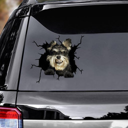 Miniature Schnauzer Crack Window Decal Custom 3d Car Decal Vinyl Aesthetic Decal Funny Stickers Cute Gift Ideas Ae10790 Car Vinyl Decal Sticker Window Decals, Peel and Stick Wall Decals