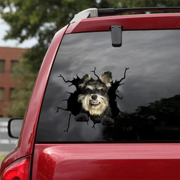 Miniature Schnauzer Crack Window Decal Custom 3d Car Decal Vinyl Aesthetic Decal Funny Stickers Cute Gift Ideas Ae10790 Car Vinyl Decal Sticker Window Decals, Peel and Stick Wall Decals 18x18IN 2PCS