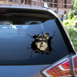 Miniature Schnauzer Crack Window Decal Custom 3d Car Decal Vinyl Aesthetic Decal Funny Stickers Cute Gift Ideas Ae10790 Car Vinyl Decal Sticker Window Decals, Peel and Stick Wall Decals 12x12IN 2PCS