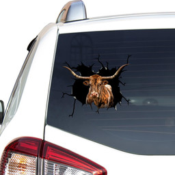 Longhorn Cattle Crack Window Decal Custom 3d Car Decal Vinyl Aesthetic Decal Funny Stickers Home Decor Gift Ideas Car Vinyl Decal Sticker Window Decals, Peel and Stick Wall Decals