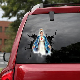 Mary Crack Window Decal Custom 3d Car Decal Vinyl Aesthetic Decal Funny Stickers Cute Gift Ideas Ae10779 Car Vinyl Decal Sticker Window Decals, Peel and Stick Wall Decals 18x18IN 2PCS