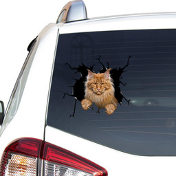 Maine Coon Crack Window Decal Custom 3d Car Decal Vinyl Aesthetic Decal Funny Stickers Cute Gift Ideas Ae10761 Car Vinyl Decal Sticker Window Decals, Peel and Stick Wall Decals