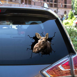 Moose Deer Crack Window Decal Custom 3d Car Decal Vinyl Aesthetic Decal Funny Stickers Cute Gift Ideas Ae10794 Car Vinyl Decal Sticker Window Decals, Peel and Stick Wall Decals 12x12IN 2PCS