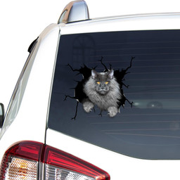 Maine Coon Crack Window Decal Custom 3d Car Decal Vinyl Aesthetic Decal Funny Stickers Home Decor Gift Ideas Car Vinyl Decal Sticker Window Decals, Peel and Stick Wall Decals