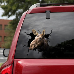 Moose Deer Crack Window Decal Custom 3d Car Decal Vinyl Aesthetic Decal Funny Stickers Cute Gift Ideas Ae10794 Car Vinyl Decal Sticker Window Decals, Peel and Stick Wall Decals 18x18IN 2PCS