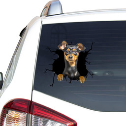 Miniature Pinscher Crack Window Decal Custom 3d Car Decal Vinyl Aesthetic Decal Funny Stickers Cute Gift Ideas Ae10788 Car Vinyl Decal Sticker Window Decals, Peel and Stick Wall Decals