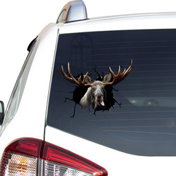 Moose Deer Crack Window Decal Custom 3d Car Decal Vinyl Aesthetic Decal Funny Stickers Cute Gift Ideas Ae10795 Car Vinyl Decal Sticker Window Decals, Peel and Stick Wall Decals