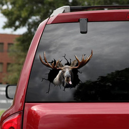 Moose Deer Crack Window Decal Custom 3d Car Decal Vinyl Aesthetic Decal Funny Stickers Cute Gift Ideas Ae10795 Car Vinyl Decal Sticker Window Decals, Peel and Stick Wall Decals 18x18IN 2PCS