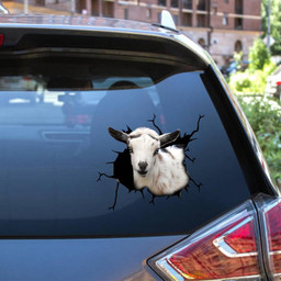Nigerian Dwarf Goat Crack Window Decal Custom 3d Car Decal Vinyl Aesthetic Decal Funny Stickers Cute Gift Ideas Ae10813 Car Vinyl Decal Sticker Window Decals, Peel and Stick Wall Decals 12x12IN 2PCS