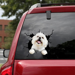 Maltese Crack Window Decal Custom 3d Car Decal Vinyl Aesthetic Decal Funny Stickers Cute Gift Ideas Ae10767 Car Vinyl Decal Sticker Window Decals, Peel and Stick Wall Decals 18x18IN 2PCS