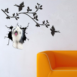 Old English Sheepdog Crack Window Decal Custom 3d Car Decal Vinyl Aesthetic Decal Funny Stickers Cute Gift Ideas Ae10825 Car Vinyl Decal Sticker Window Decals, Peel and Stick Wall Decals