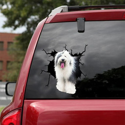 Old English Sheepdog Crack Window Decal Custom 3d Car Decal Vinyl Aesthetic Decal Funny Stickers Cute Gift Ideas Ae10825 Car Vinyl Decal Sticker Window Decals, Peel and Stick Wall Decals 18x18IN 2PCS