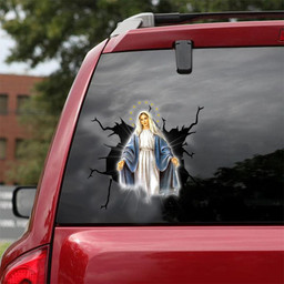 Mary Crack Window Decal Custom 3d Car Decal Vinyl Aesthetic Decal Funny Stickers Cute Gift Ideas Ae10778 Car Vinyl Decal Sticker Window Decals, Peel and Stick Wall Decals 18x18IN 2PCS