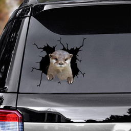 Otter Crack Window Decal Custom 3d Car Decal Vinyl Aesthetic Decal Funny Stickers Cute Gift Ideas Ae10830 Car Vinyl Decal Sticker Window Decals, Peel and Stick Wall Decals