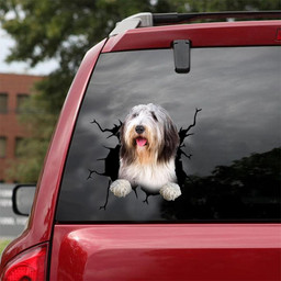 Old English Sheepdog Crack Window Decal Custom 3d Car Decal Vinyl Aesthetic Decal Funny Stickers Cute Gift Ideas Ae10823 Car Vinyl Decal Sticker Window Decals, Peel and Stick Wall Decals 18x18IN 2PCS