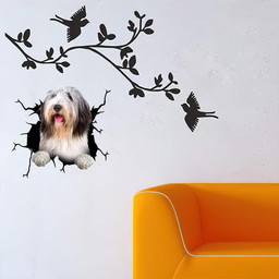 Old English Sheepdog Crack Window Decal Custom 3d Car Decal Vinyl Aesthetic Decal Funny Stickers Cute Gift Ideas Ae10823 Car Vinyl Decal Sticker Window Decals, Peel and Stick Wall Decals