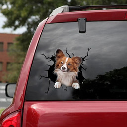 Papillon Dog Crack Window Decal Custom 3d Car Decal Vinyl Aesthetic Decal Funny Stickers Cute Gift Ideas Ae10852 Car Vinyl Decal Sticker Window Decals, Peel and Stick Wall Decals 18x18IN 2PCS
