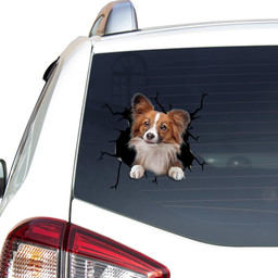 Papillon Dog Crack Window Decal Custom 3d Car Decal Vinyl Aesthetic Decal Funny Stickers Cute Gift Ideas Ae10852 Car Vinyl Decal Sticker Window Decals, Peel and Stick Wall Decals