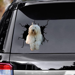 Old English Sheepdog Crack Window Decal Custom 3d Car Decal Vinyl Aesthetic Decal Funny Stickers Cute Gift Ideas Ae10824 Car Vinyl Decal Sticker Window Decals, Peel and Stick Wall Decals