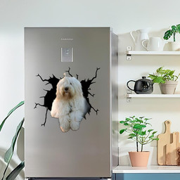 Old English Sheepdog Crack Window Decal Custom 3d Car Decal Vinyl Aesthetic Decal Funny Stickers Cute Gift Ideas Ae10824 Car Vinyl Decal Sticker Window Decals, Peel and Stick Wall Decals