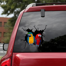 Parrot Crack Window Decal Custom 3d Car Decal Vinyl Aesthetic Decal Funny Stickers Cute Gift Ideas Ae10863 Car Vinyl Decal Sticker Window Decals, Peel and Stick Wall Decals 18x18IN 2PCS
