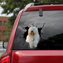 Old English Sheepdog Crack Window Decal Custom 3d Car Decal Vinyl Aesthetic Decal Funny Stickers Cute Gift Ideas Ae10824 Car Vinyl Decal Sticker Window Decals, Peel and Stick Wall Decals 18x18IN 2PCS